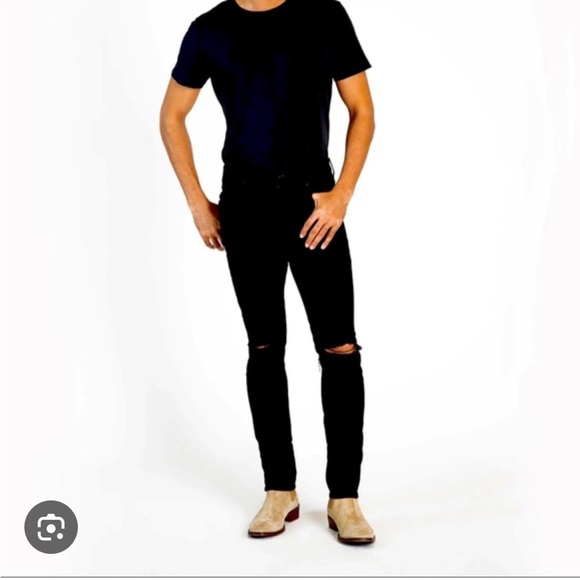 7 for All Mankind Paxtyn Distressed Skinny Slim Black Jeans - Picture 1 of 6